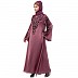 A-line party wear abaya with Resham embroidery work- Mauve Pink